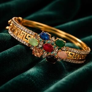 Elegant Gold Multicolor Gemstone Bracelet